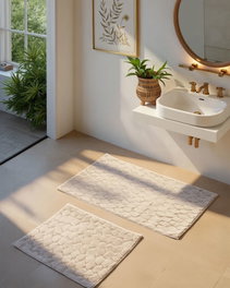 Mijölnir Rabbit Alfombrillas de Baño Beige - Juego de 2 Piezas